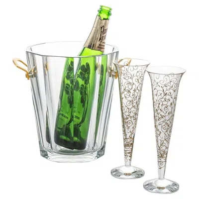 Pre-owned Baccarat Pair Of 2  Crystal Glasses With Wine Cooler, France In Gray
