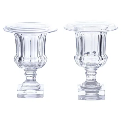 Pre-owned Baccarat Pair Of  Crystal Urns C1930s In Transparent
