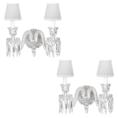 Pre-owned Baccarat Pair Of  Wall Lamp 2 Lights, 1990 In Transparent