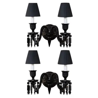 Pre-owned Baccarat Pair Of  Wall Lamp 2 Lights Black Side Starck