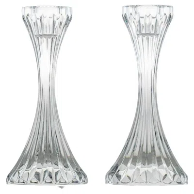 Pre-owned Baccarat Pair Of Beautiful  Clear Crystal Candle Holders, France In Gray
