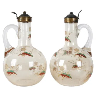Pre-owned Baccarat Pair Of Carafes, France By , End Of 19th - Beg. Of 20th Century In Beige