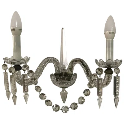 Pre-owned Baccarat Pair Of Crystal Sconces By , France, Circa 1930 In Transparent