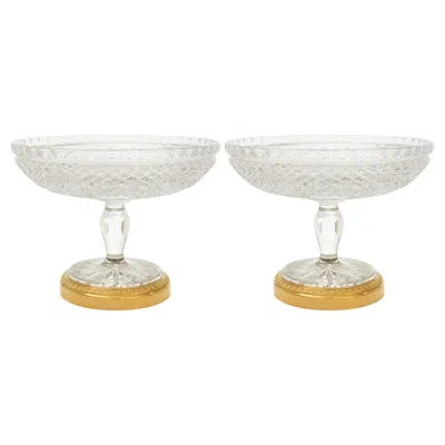 Pre-owned Baccarat Pair Of French 19th Century Louis Xvi St. Crystal And Ormolu Tazzas. In Sand