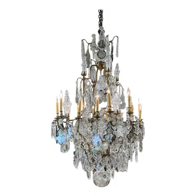 Pre-owned Baccarat Palatial 19th Century French Louis Xv Gilt Bronze & Crystal 16-light Chandelier In Gold