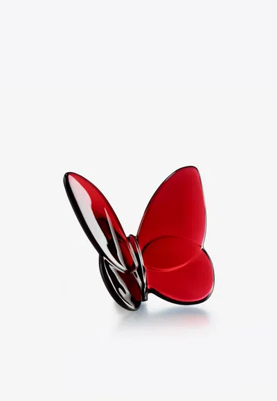 Baccarat Papillion Diamond Lucky Butterfly In Crystal In Red