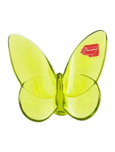 Pre-owned Baccarat Papillon Lucky Butterfly Figurine In Green