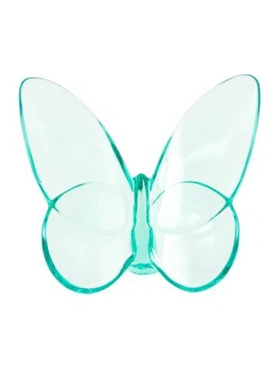 Pre-owned Baccarat Papillon Lucky Butterfly Figurine In Green