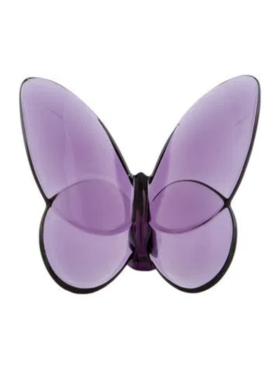 Pre-owned Baccarat Papillon Lucky Butterfly Figurine In Purple