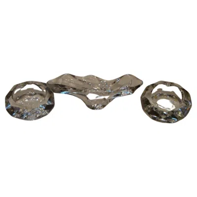Pre-owned Baccarat Rare Collection Of 3 Estate  Piece Centerpiece Bowl With Two Ashtrays In Gray