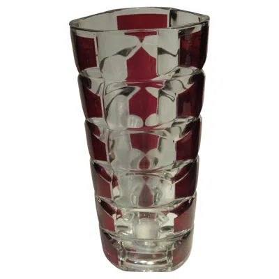 Pre-owned Baccarat Rare Heavy 19th C French Crystal Cranberry Clear Vase Attributed To  In Transparent