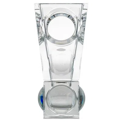 Pre-owned Baccarat Rectangular  Signed Geode Clear Crystal Vase With Holes, France