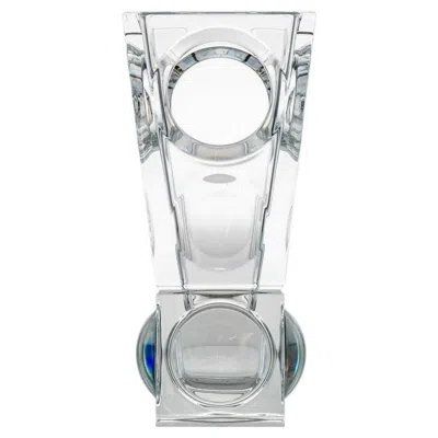 Pre-owned Baccarat Rectangular  Signed Geode Clear Crystal Vase With Holes, France In Transparent