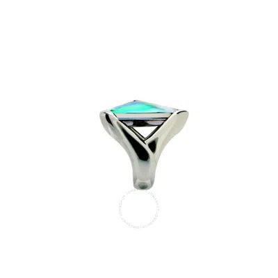 Baccarat Ring Medium Silver Clear Crystal Iridescent In Metallic