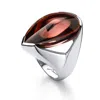 Baccarat Ring Medium Silver Red Crystal Iridescent In Silver-tone