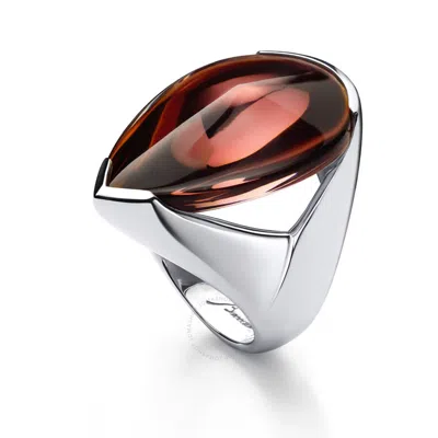 Baccarat Ring Medium Silver Red Crystal Iridescent In Metallic