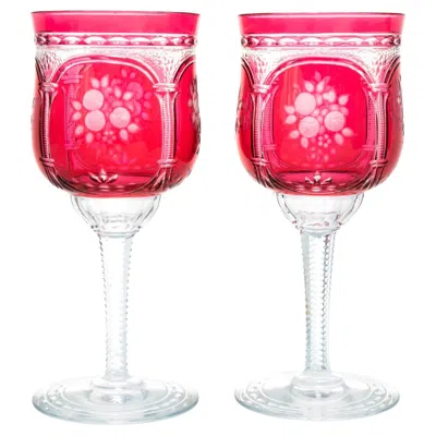 Pre-owned Baccarat Set Of 10  "vallee" Pattern Water Goblets In Red