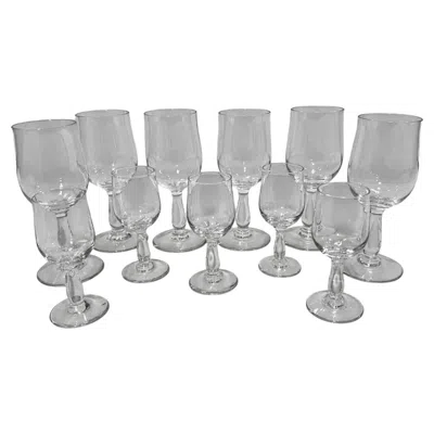 Pre-owned Baccarat Set Of 11,  France "longchamps" Pattern Sherry & Cordial Glasses In Gray
