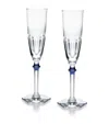 Baccarat Set Of 2 Harcourt Eve Clear & Blue Champagne Flutes