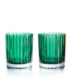 Baccarat Set Of 2 Large Harmonie Dark Green Tumblers In Clear