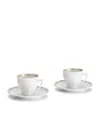 Baccarat Set Of 2 Porcelain Coffee Cups And Saucers