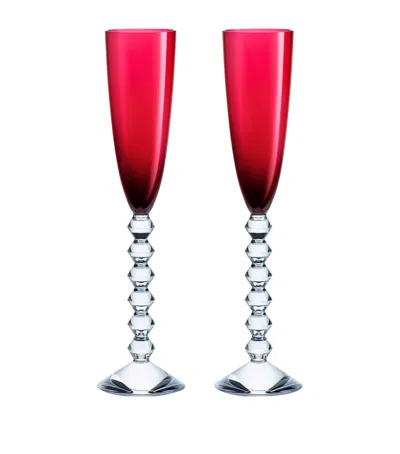 Baccarat Set Of 2 Vega Flutes In Red