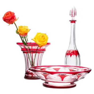 Pre-owned Baccarat Set Of 3  And Saint Louis Items, Red Crystal, France, 1930