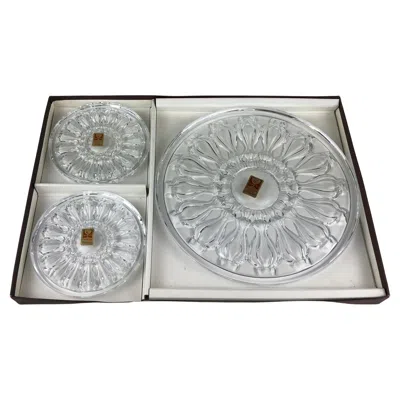 Pre-owned Baccarat Set Of 3 French  Style Crystal Champagne Cooler Or Wine Bottle Coasters In Gray
