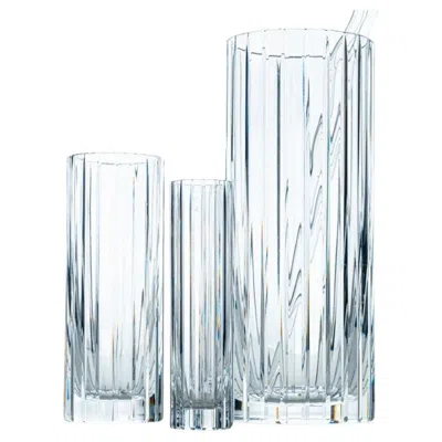 Pre-owned Baccarat , Set Of 3 Vases, Cylindrical Crystal, 1975, France In Gray