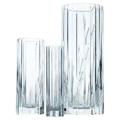 Pre-owned Baccarat , Set Of 3 Vases, Cylindrical Crystal, 1975, France In Gray