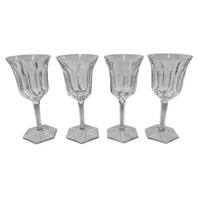 Pre-owned Baccarat Set Of 4,  France "malmaison" Pattern Crystal Claret Wine Glasses In Red