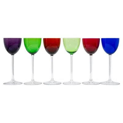 Pre-owned Baccarat Set Of 6 Multicolor  Crystal Wine Glasses Perfection, France In Green