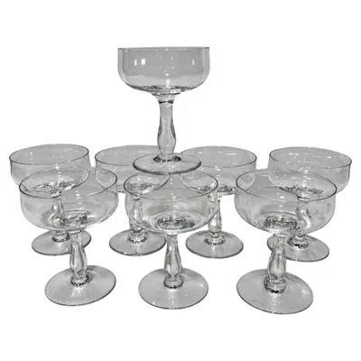 Pre-owned Baccarat Set Of 8,  France "longchamps" Pattern Champagne/tall Sherbet Glasses In Gray