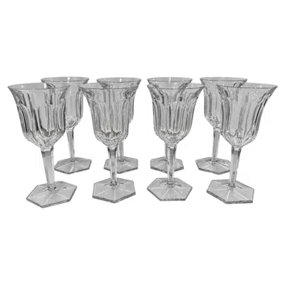 Pre-owned Baccarat Set Of 8,  France "malmaison" Pattern Crystal Water Goblets In Gray