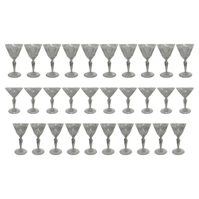 Pre-owned Baccarat Set Of Thirty  Stamped Austerlitz Stemware. Three Sizes. 20th C. France. In Gray