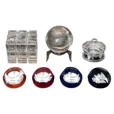Pre-owned Baccarat Seven  Pieces Including Crystal Paperweights And Sirius Crystal Sphere In Gray