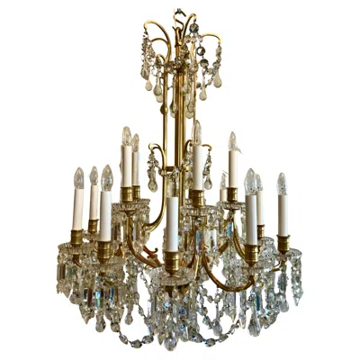 Pre-owned Baccarat Signed  Gilt Bronze And Crystal Chandelier In Brown