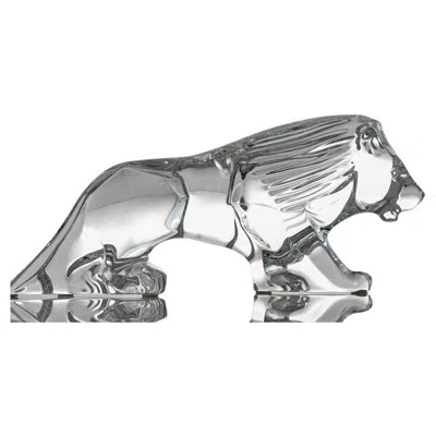 Pre-owned Baccarat Signed Crystal Lion Sculpture, France In Gray