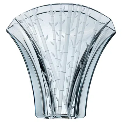 Pre-owned Baccarat Signed, Equise Large Ginkgo Bamboo Crystal Vase, France In Blue