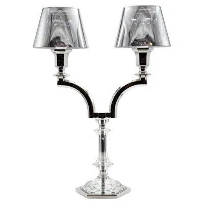 Pre-owned Baccarat Silver  Harcourt Our Fire Candle Holder Two Arms Philippe Starck, France