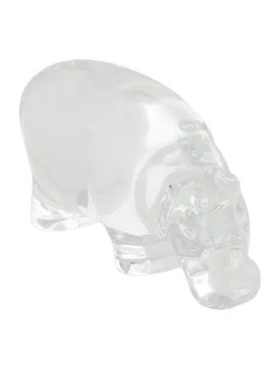 Pre-owned Baccarat Small Crystal Hippo Figurine In Transparent