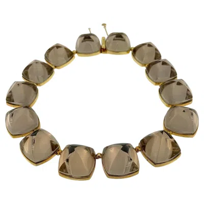 Pre-owned Baccarat Smoky Crystals And Yellow Gold Necklace