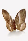 Baccarat Lucky 20k Gold Diamond Cut Lead Crystal Butterfly In Gold
