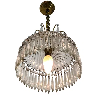 Pre-owned Baccarat Stamped, Crystal Lantern Or Pendant Light, Circa 1950, Made In France In Gold