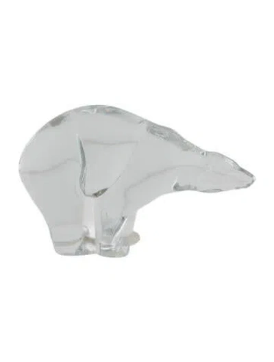 Pre-owned Baccarat Standing Polar Bear Crystal Figurine In Transparent