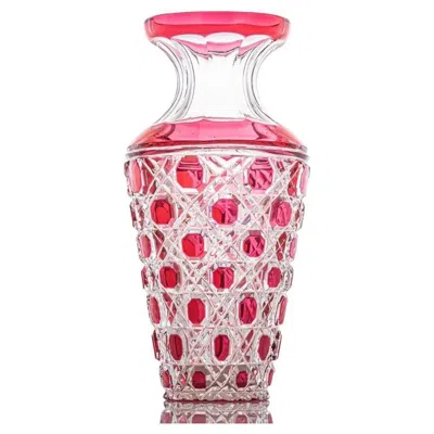 Pre-owned Baccarat Structured Hibiscus And Clear Crystal Vase, France In Sand
