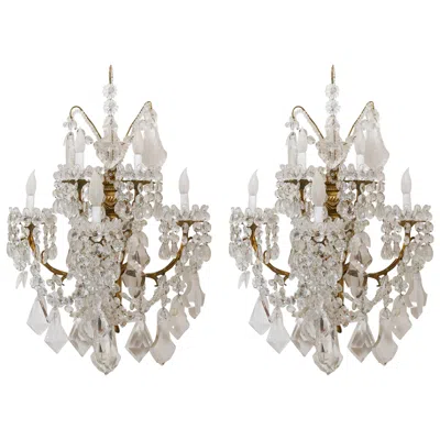 Pre-owned Baccarat Stunning Pair Of Neoclassical Sconces By  In Transparent