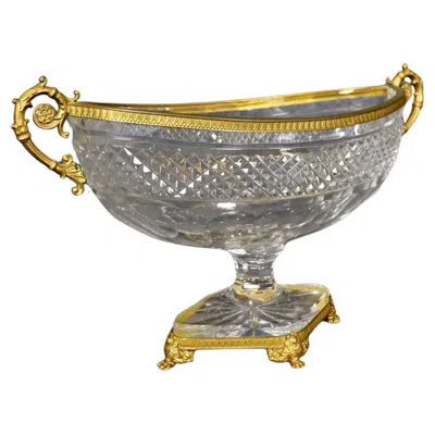Pre-owned Baccarat Style Cut Crystal Bronze Mounted French Louis Xv Style Centerpiece In Gold