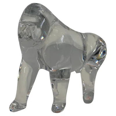 Pre-owned Baccarat Stylized Crystal Gorilla Sculpture By Loet Vanderveen For  In Gray
