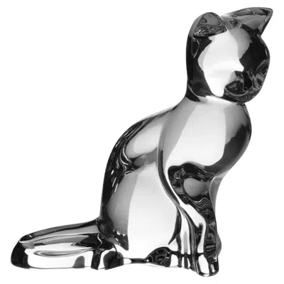 Pre-owned Baccarat Stylized Sitting Cat Sculpture / Paperweight By  In Gray